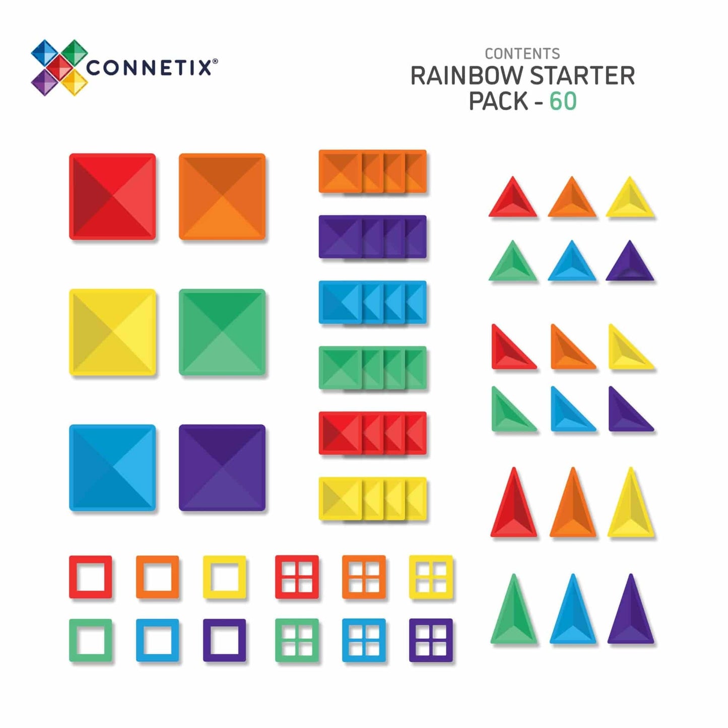 Connetix 60 Piece Starter Pack - Rainbow - Little Reef and Friends