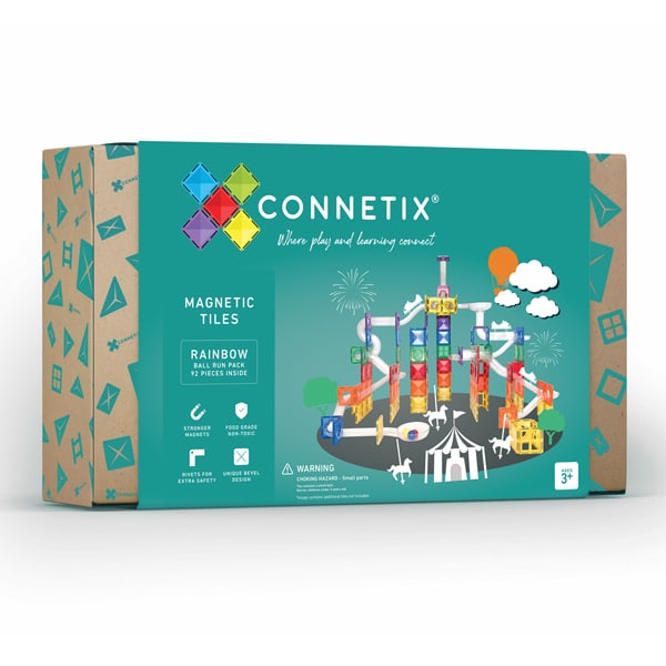 Connetix 92 Piece Ball Run Pack - Rainbow - Little Reef and Friends