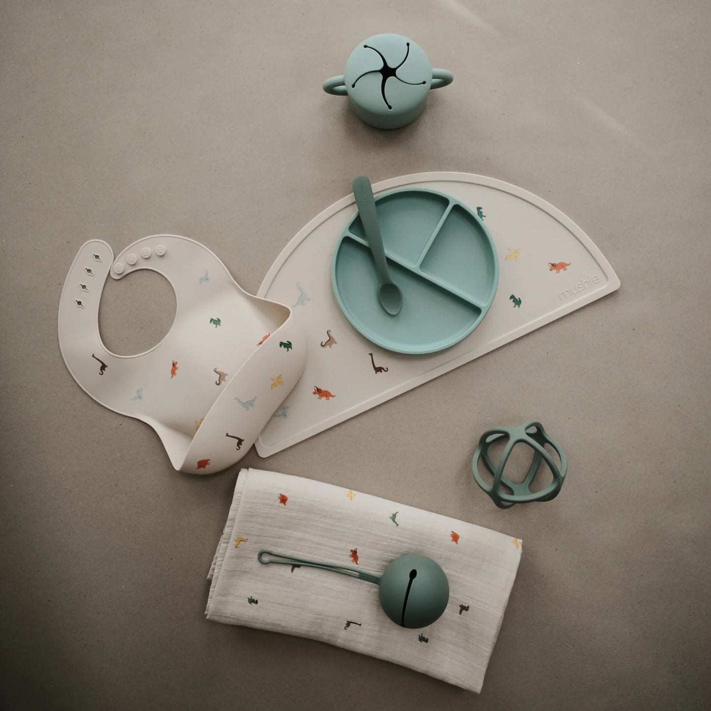 Mushie Organic Muslin Swaddle - Dinosaurs - Little Reef and Friends