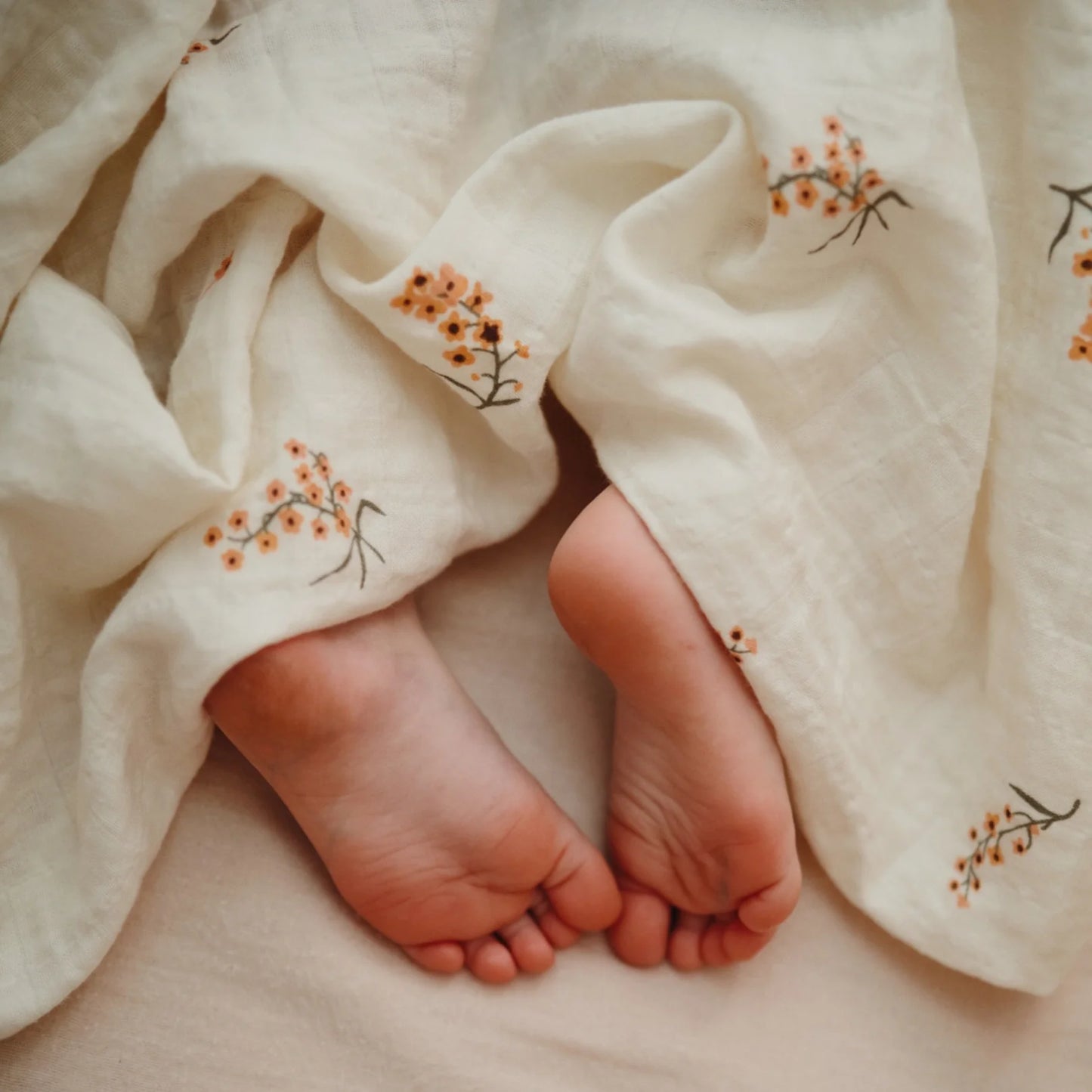 Mushie Organic Muslin Swaddle - Flowers - Little Reef and Friends