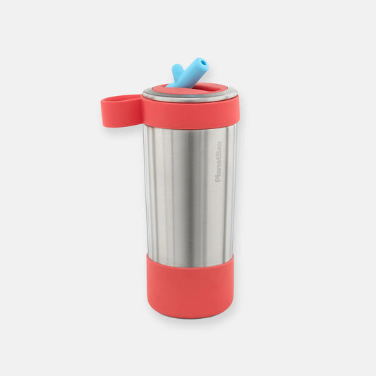 PlanetBox Glacier Sippy Straw Water Bottle 295ml - Coral Reef - Little Reef and Friends