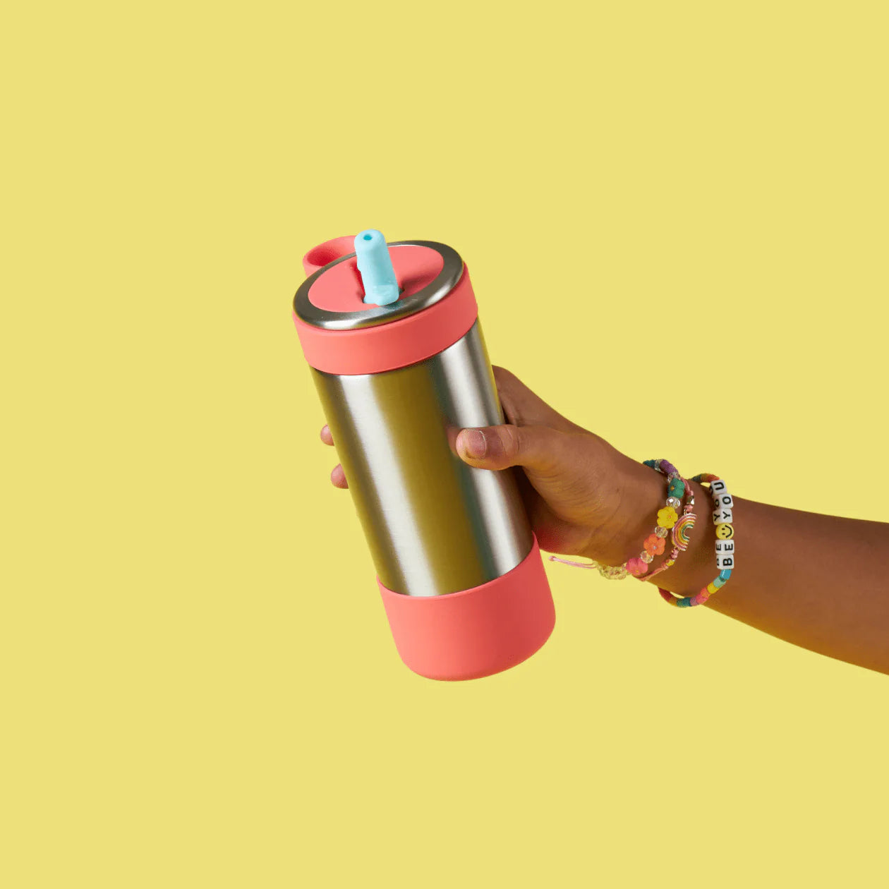 PlanetBox Glacier Sippy Straw Water Bottle 295ml - Coral Reef - Little Reef and Friends