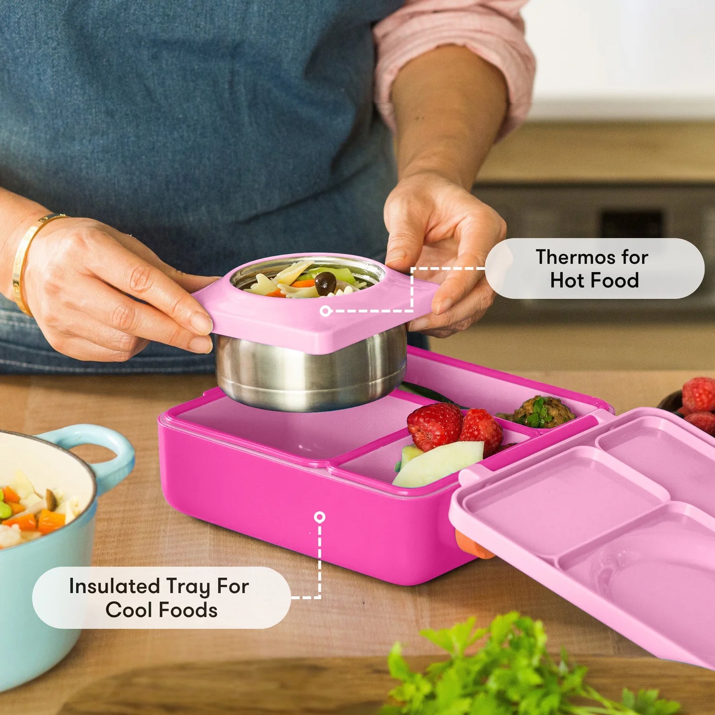 OmieBox Hot & Cold Bento Lunchbox - Pixie Pink