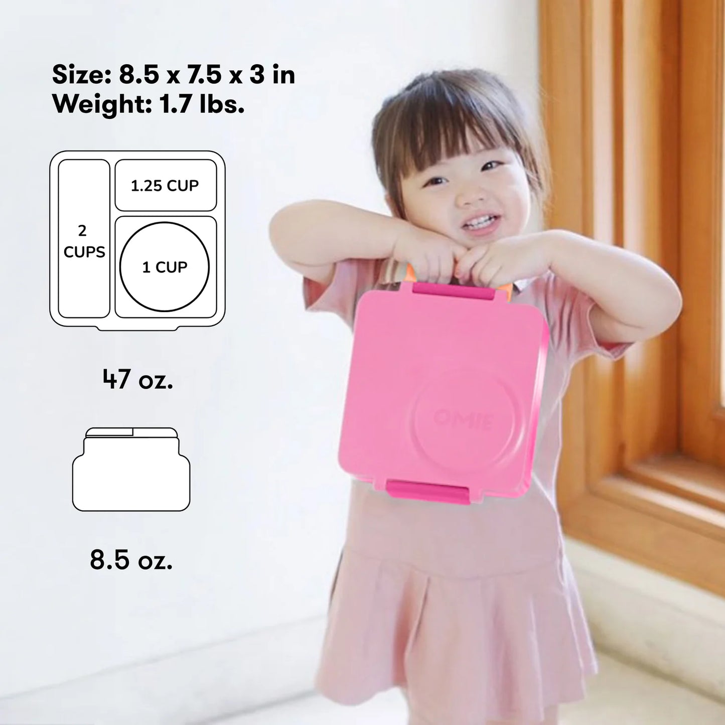 OmieBox Hot & Cold Bento Lunchbox - Pixie Pink