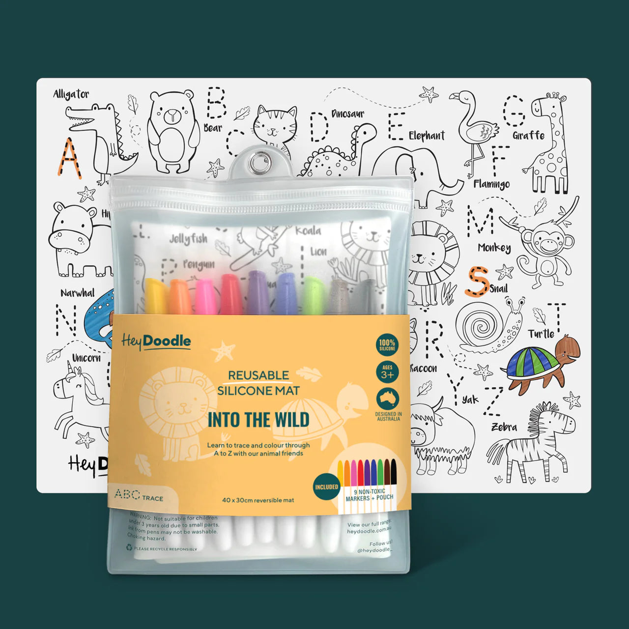 HeyDoodle Reusable Large Playmat - Into The Wild - Little Reef and Friends