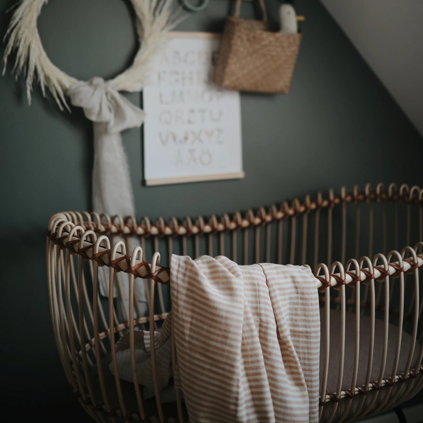 Mushie Organic Muslin Swaddle - Natural Stripes - Little Reef and Friends