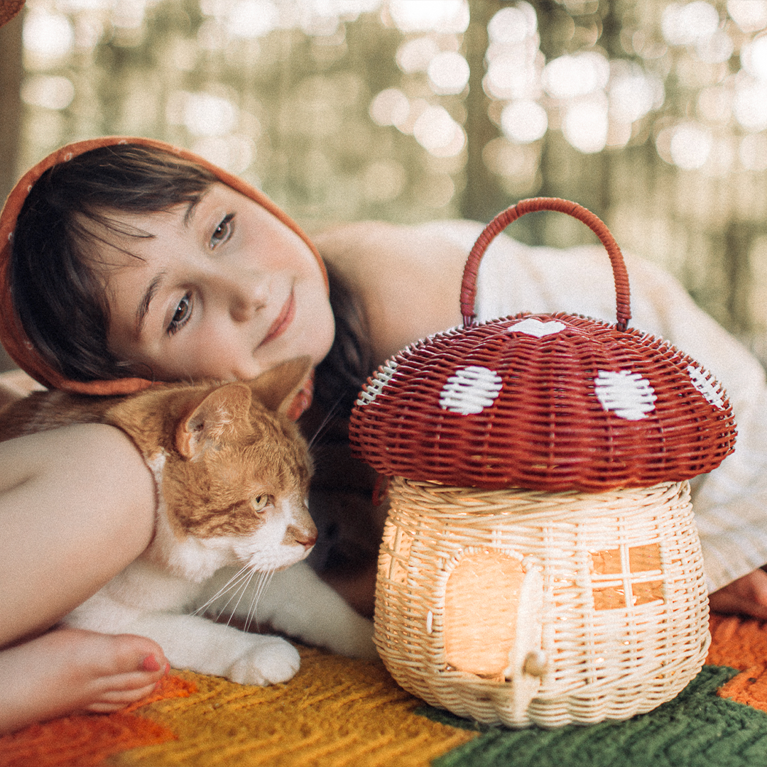 Olli Ella Mushroom Basket - Red - Little Reef and Friends