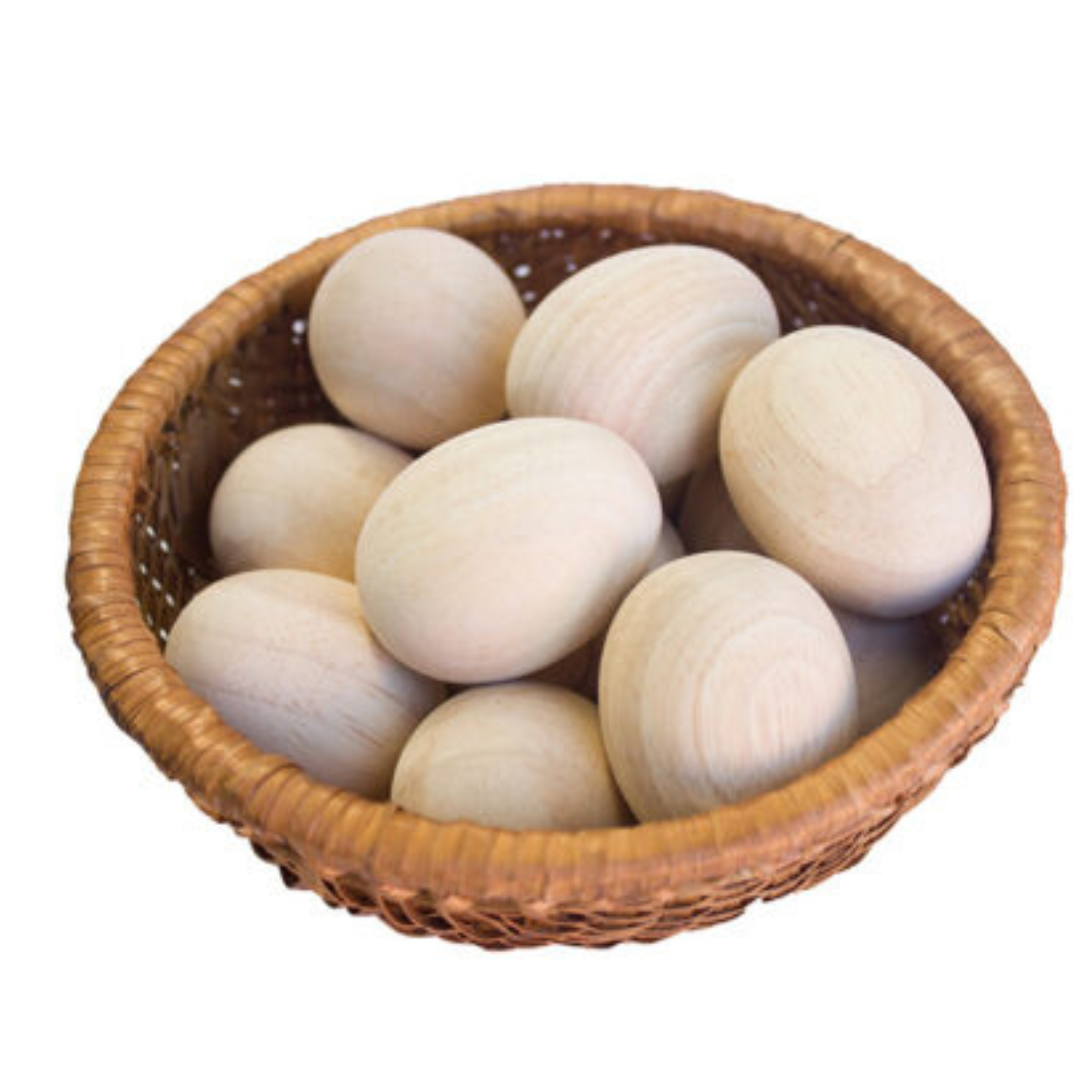 Q Toys Wooden Eggs in Basket - Set Of 10 - Little Reef and Friends