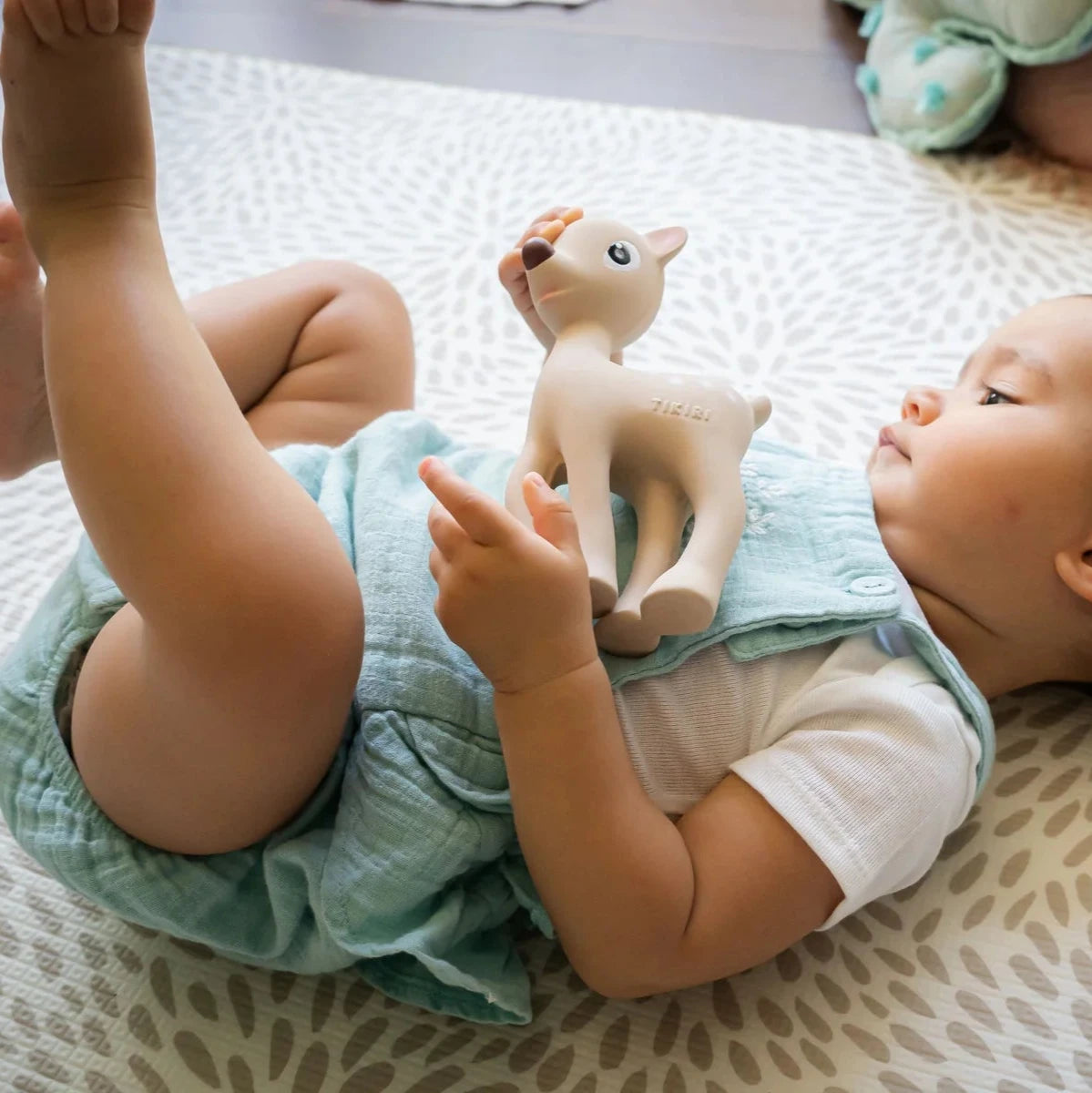 Tikiri Ralphie The Reindeer Rubber Teether & Rattle - Little Reef and Friends