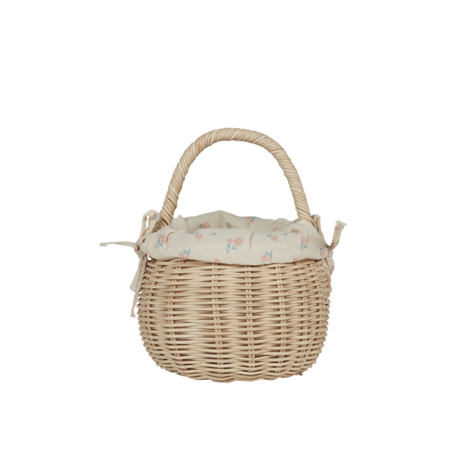 Olli Ella Rattan Berry Basket with Lining - Pansy - Little Reef and Friends