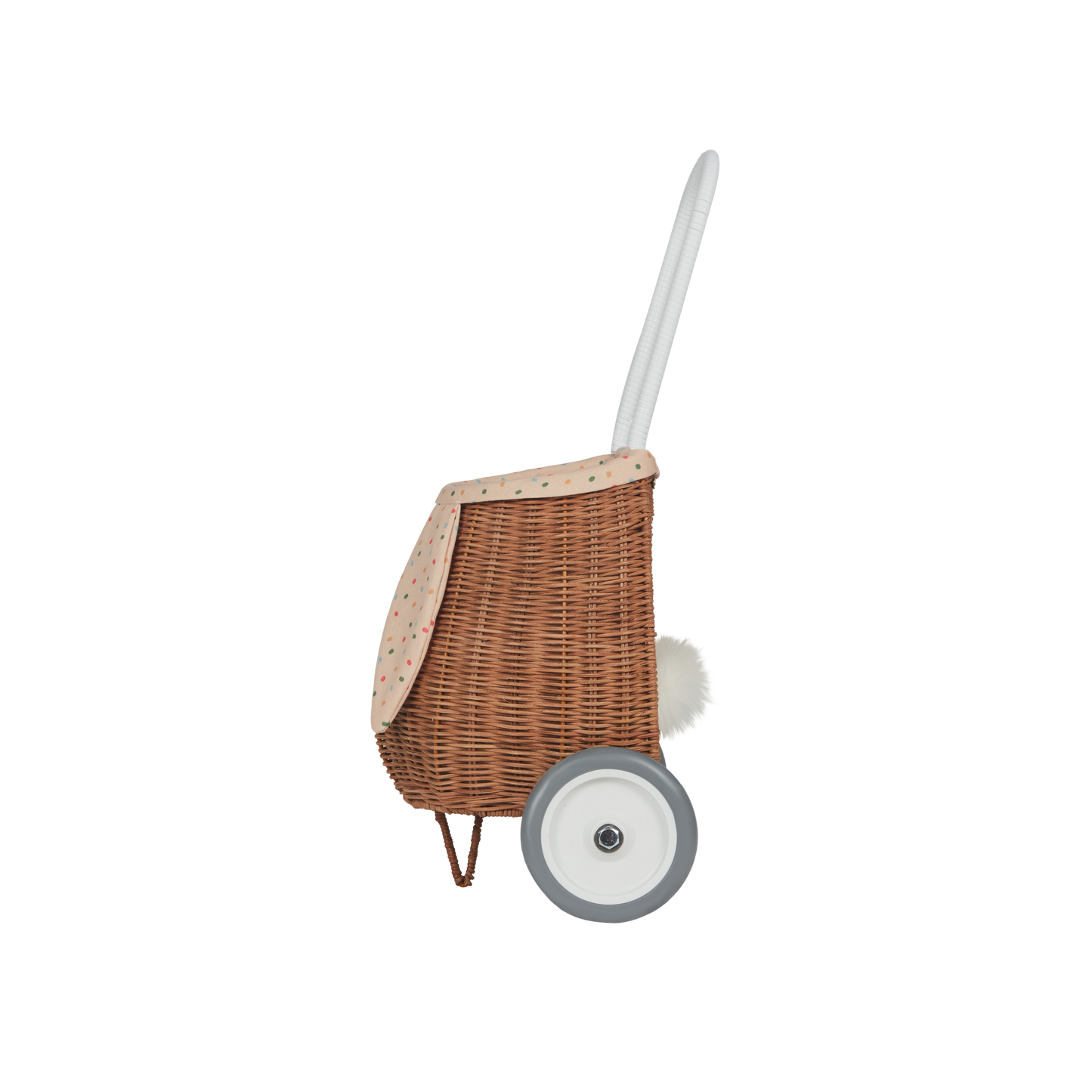 Olli Ella Rattan Bunny Luggy with Lining - Gumdrop - Little Reef and Friends