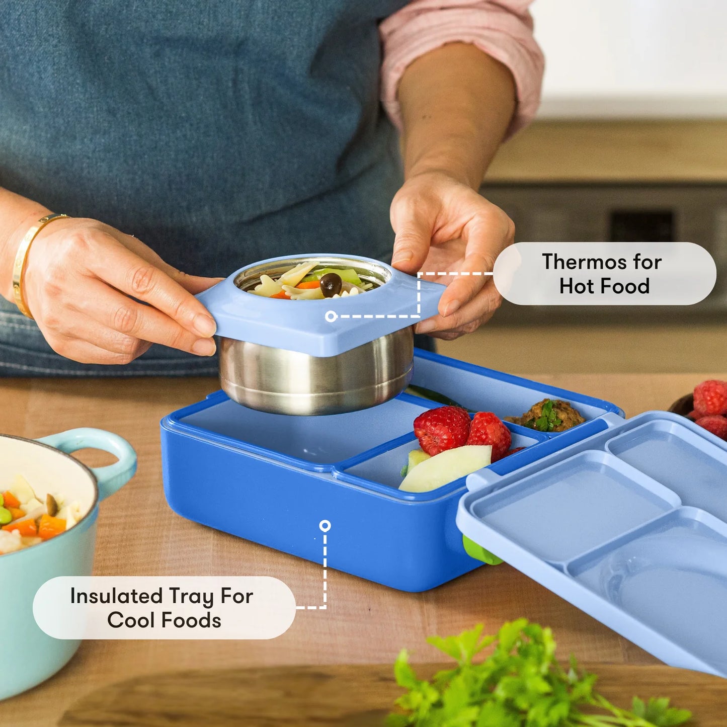 OmieBox Hot & Cold Bento Lunchbox - Sea Blue