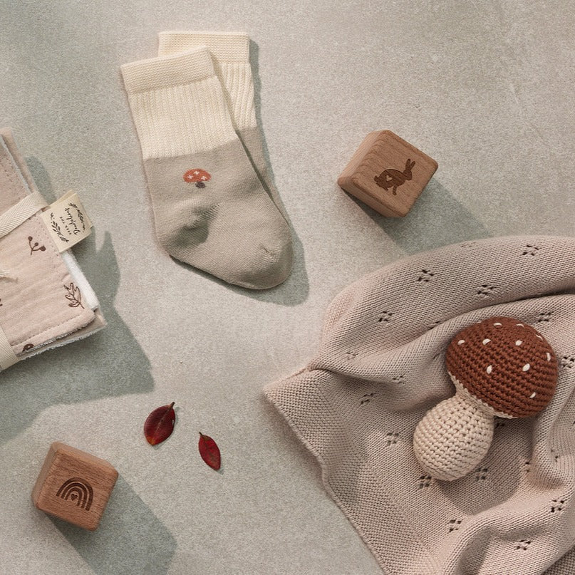 Over The Dandelions Socks Set Of 2 - Mushroom - Little Reef and Friends
