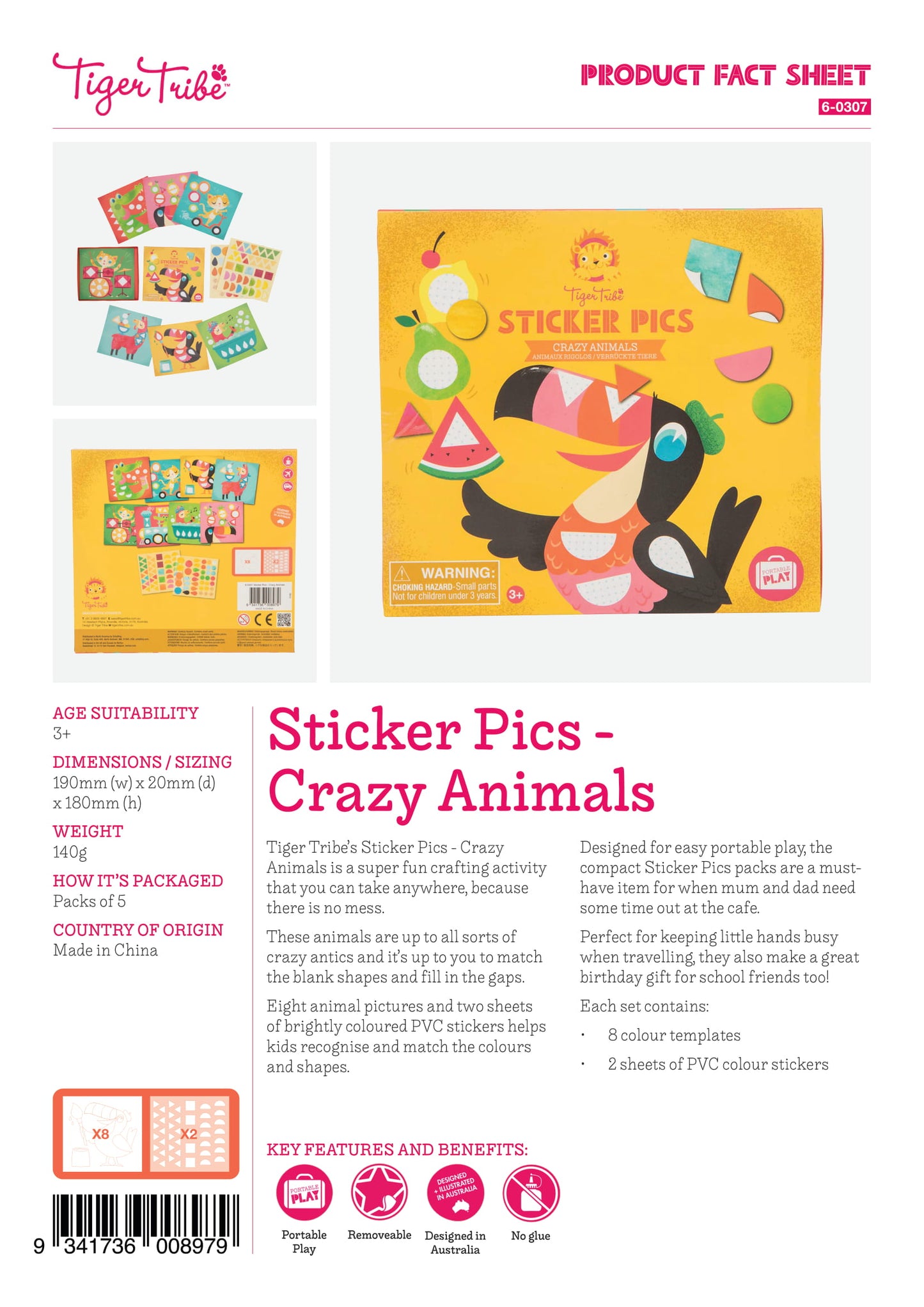 Tiger Tribe Sticker Pics - Crazy Animals - Little Reef and Friends