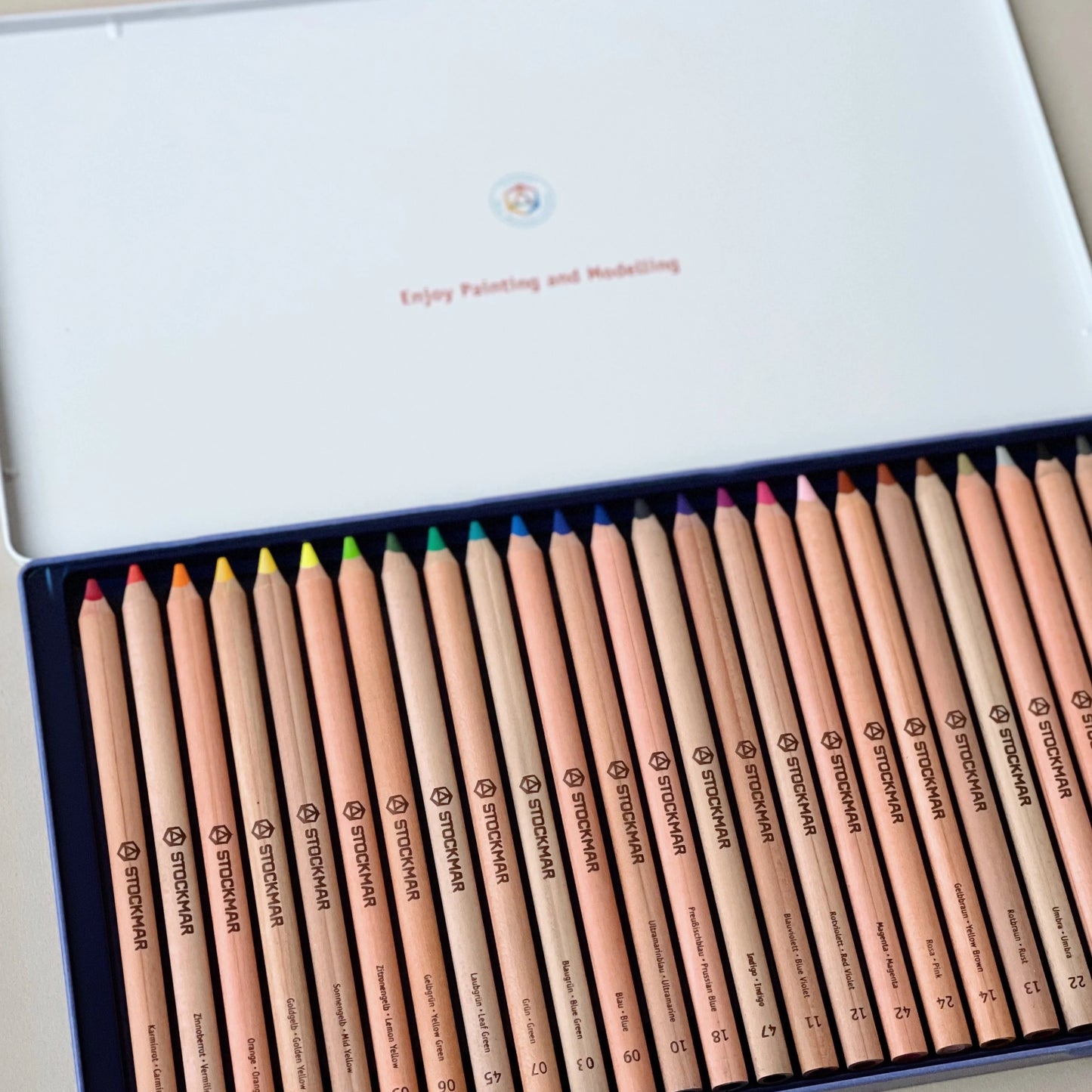 Stockmar Triangular Colour Pencils Metal Case - 24 Colours