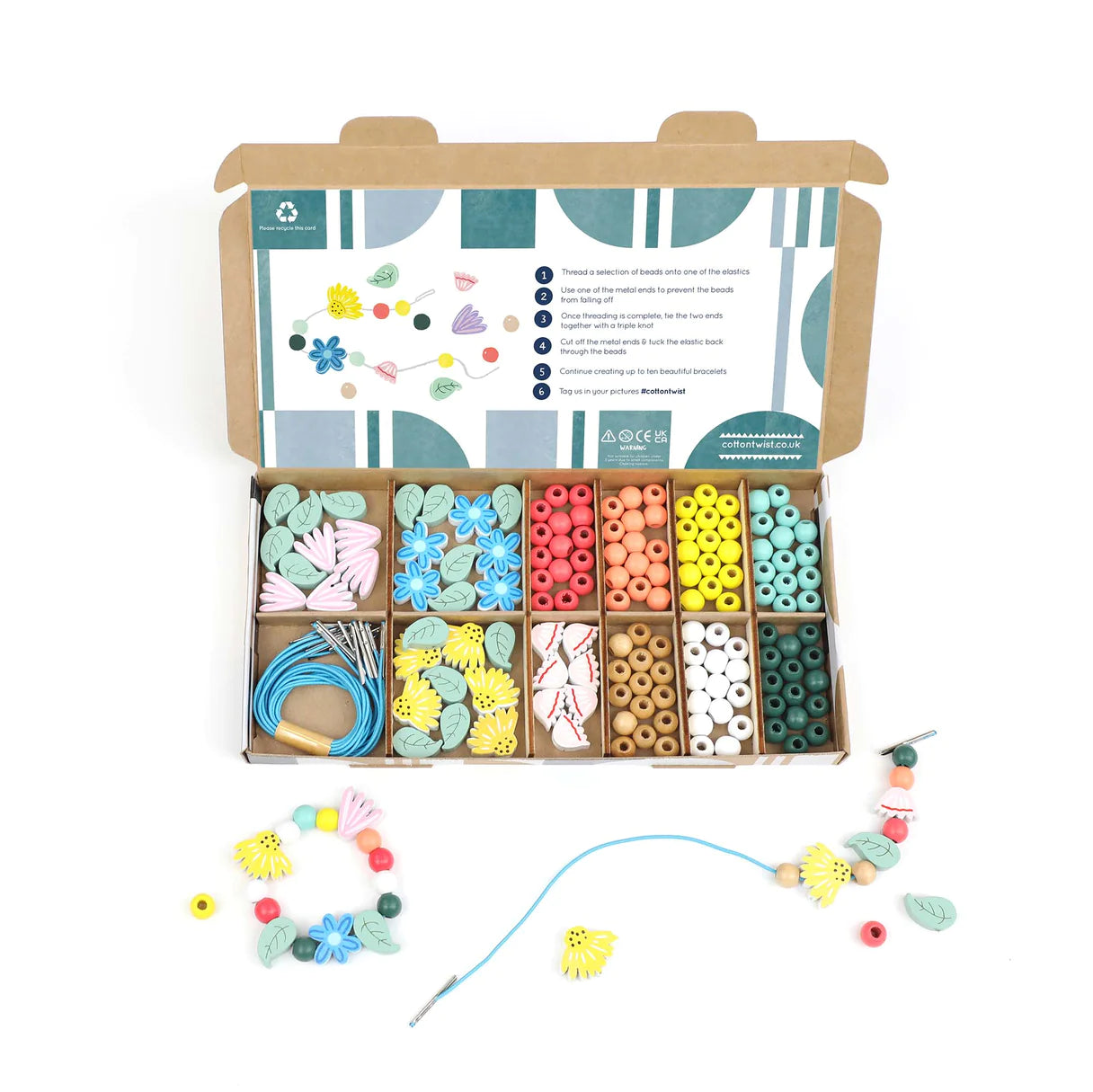 Cotton Twist Wooden Bracelet Making Kit - Wildflowers - Little Reef and Friends