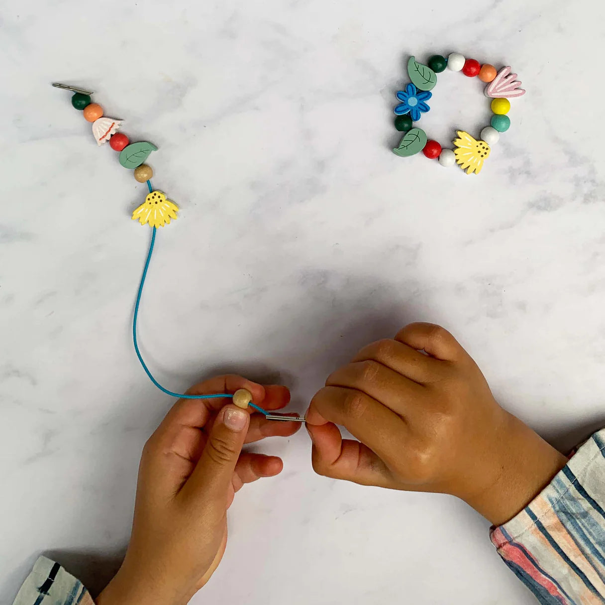 Cotton Twist Wooden Bracelet Making Kit - Wildflowers - Little Reef and Friends