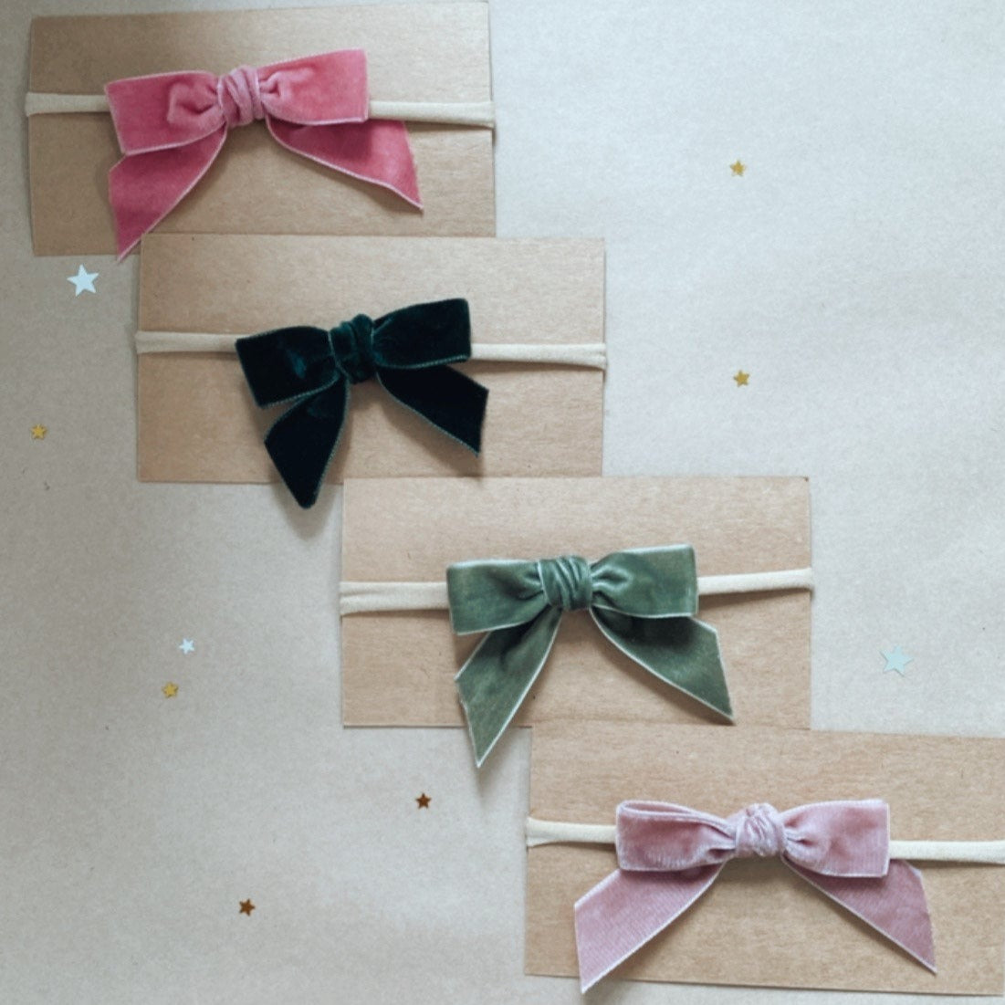 Velvet Bow Headband - Pink - Little Reef and Friends