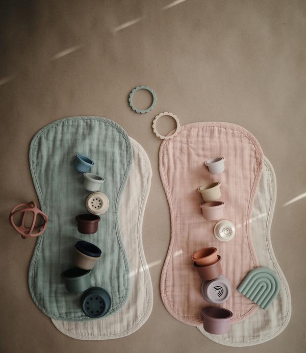 Organic Muslin Burp Cloth (Set of 2) - Blush/Fog - Little Reef and Friends