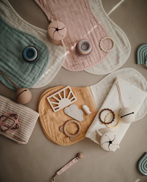 Organic Muslin Burp Cloth (Set of 2) - Natural/Fog - Little Reef and Friends