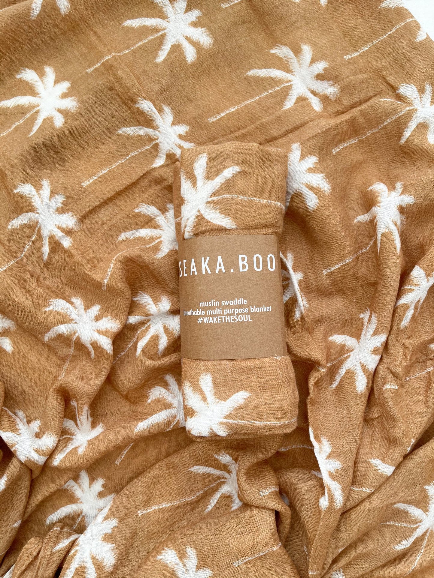 Arlo Palm Muslin Swaddle - Toffee - Little Reef and Friends