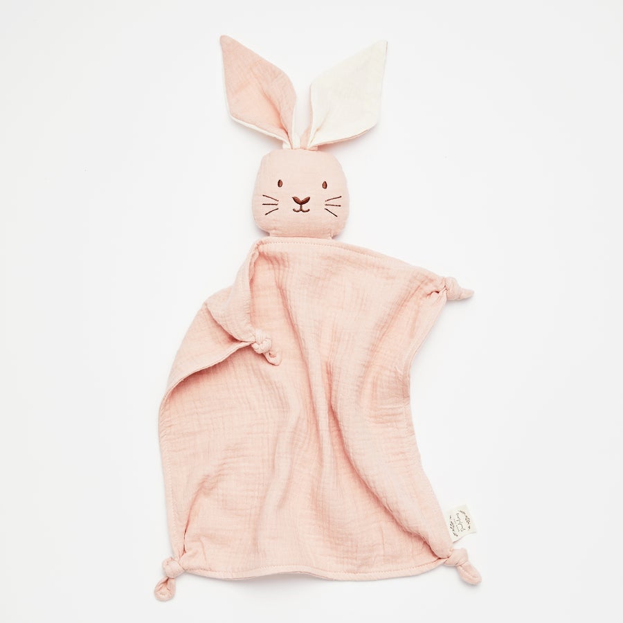 Organic Muslin Bunny Lovey - Blush - Little Reef and Friends