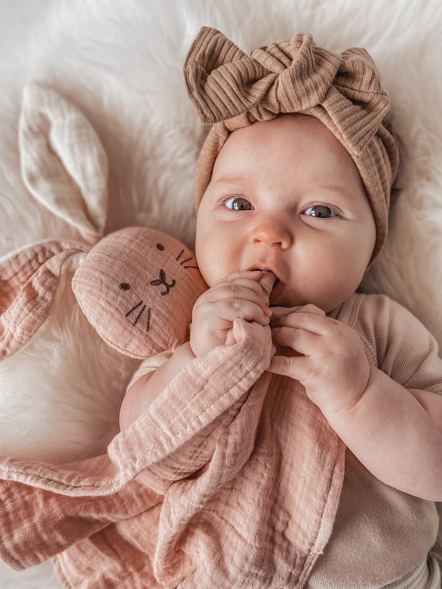 Organic Muslin Bunny Lovey - Blush - Little Reef and Friends
