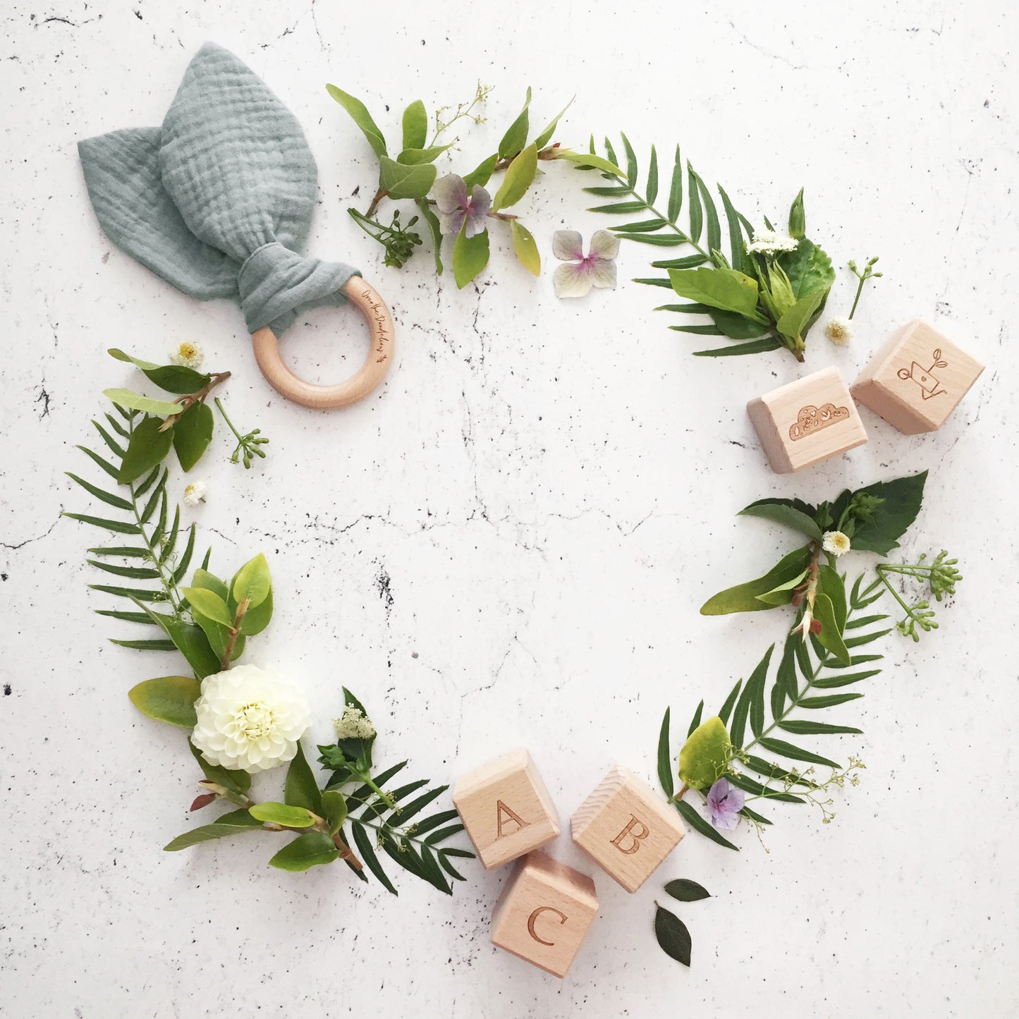 Organic Muslin Bunny Ears Teether - Sage - Little Reef and Friends