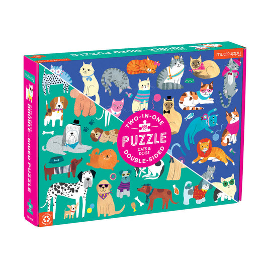 Cats and Dogs Double-Sided Puzzle 100pc - Little Reef and Friends