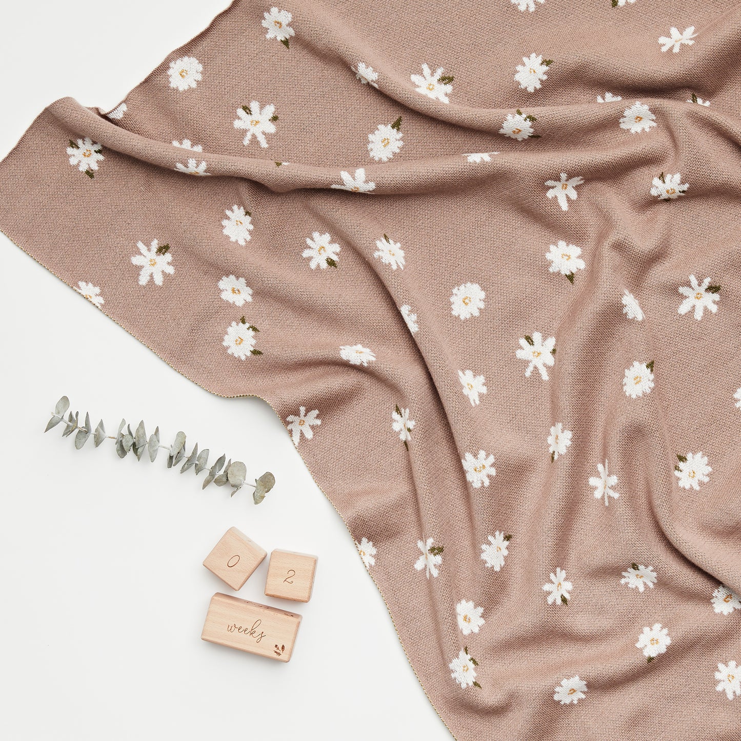 Organic Cotton Daisy Blanket - Mushroom - Little Reef and Friends
