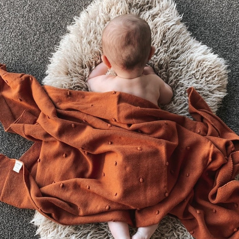 Organic Cotton Heirlooom Billie Blanket - Burnt Amber - Little Reef and Friends