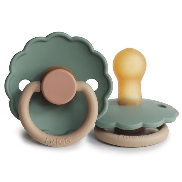 Daisy Colour Block Rubber Pacifier - Willow - Little Reef and Friends