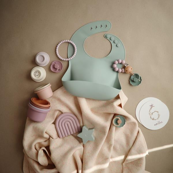 Daisy Colour Block Rubber Pacifier - Willow - Little Reef and Friends