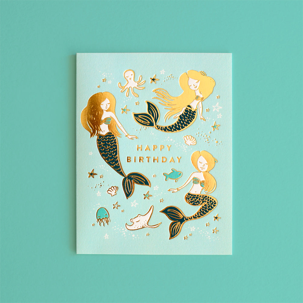 Happy Birthday Greeting Card - Mermaids - Little Reef and Friends