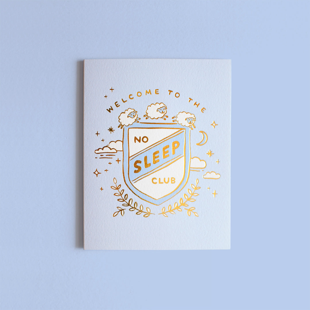 No Sleep Club Greeting Card - Blue - Little Reef and Friends