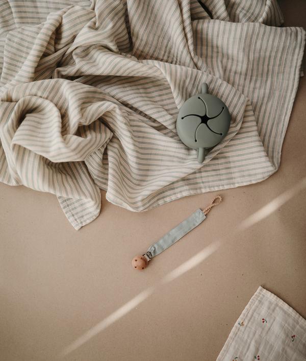 Fabric Pacifier Clip - Roman Green - Little Reef and Friends