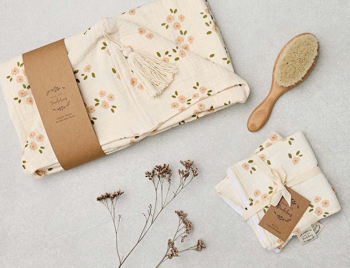 Organic Hooded Baby & Toddler Towel - Daisy - Little Reef and Friends
