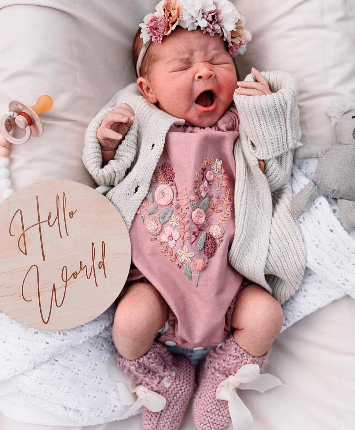 Wooden Hello World Announcement Disc - Little Reef and Friends