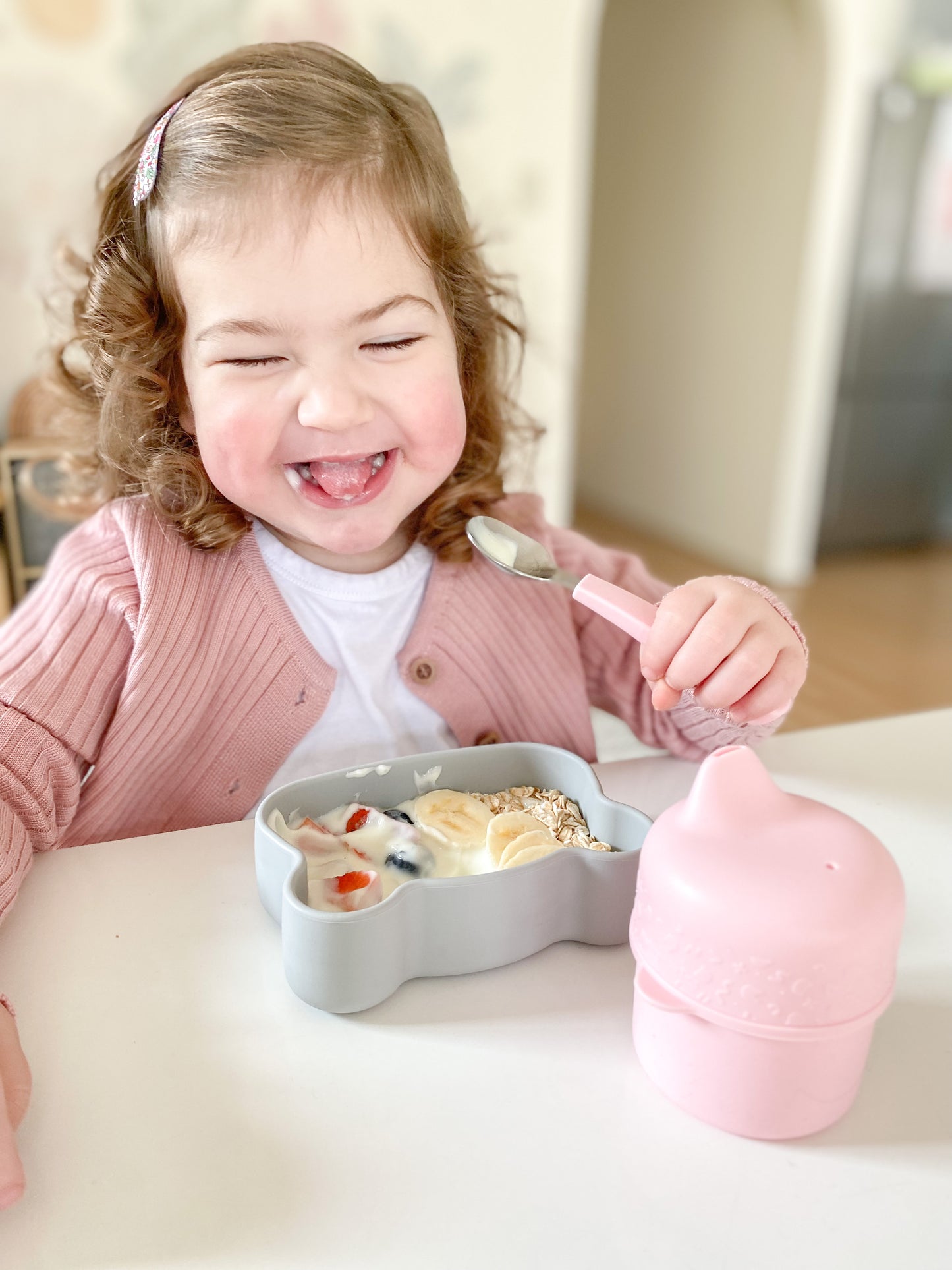 Toddler Feedie Cutlery Set - Powder Pink - Little Reef and Friends