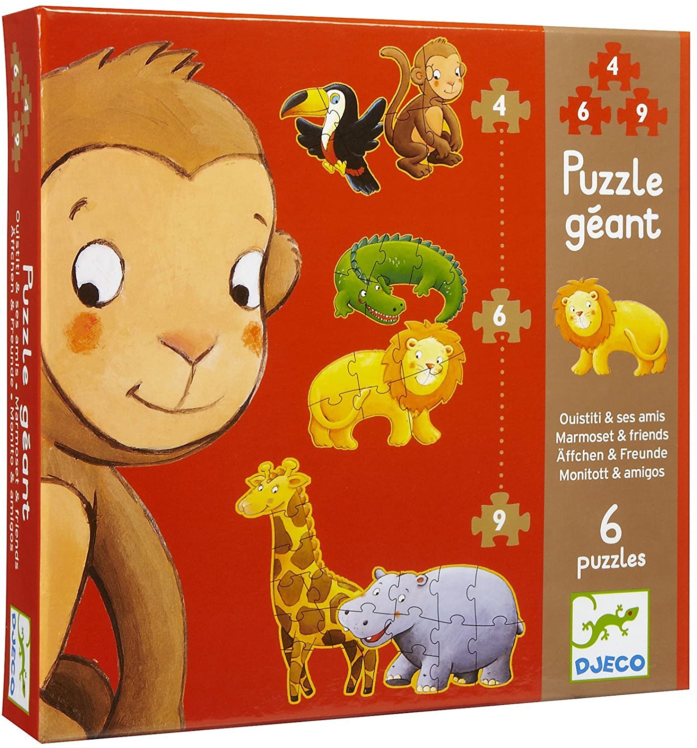 Marmoset & Jungle Friends Progressive Puzzle - Set Of 6 - Little Reef and Friends