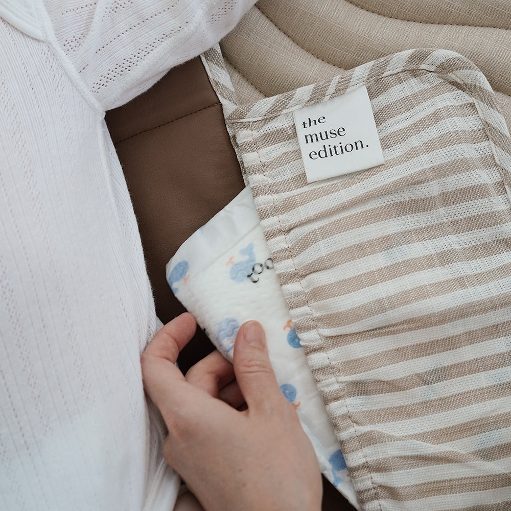 Stripe Linen Change Mat - Little Reef and Friends