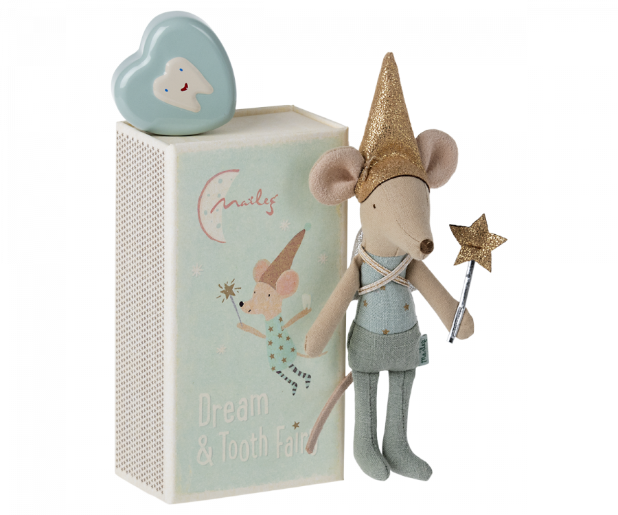 Tooth Fairy Mouse in Matchbox - Blue - Little Reef and Friends