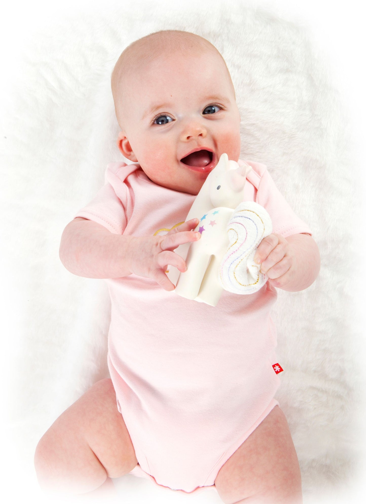 Cotton Candy Unicorn Rubber Teether & Rattle - Little Reef and Friends