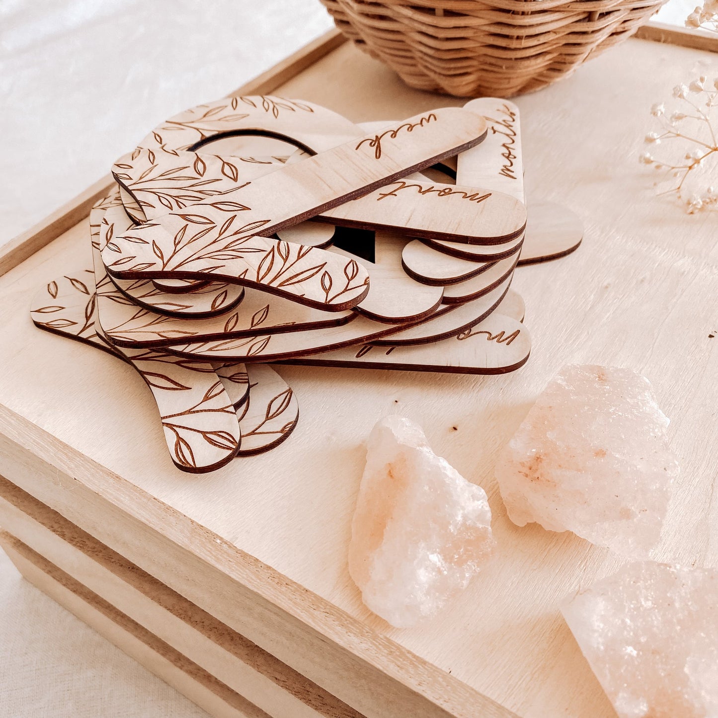 Wooden Baby's Month Milestone Discs - Vine - Little Reef and Friends