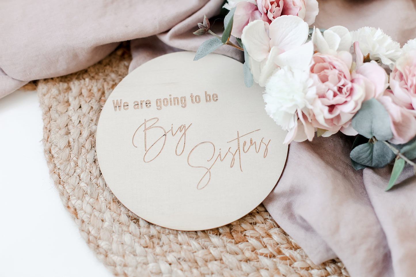 Wooden Big Sisters Announcement Disc - Little Reef and Friends