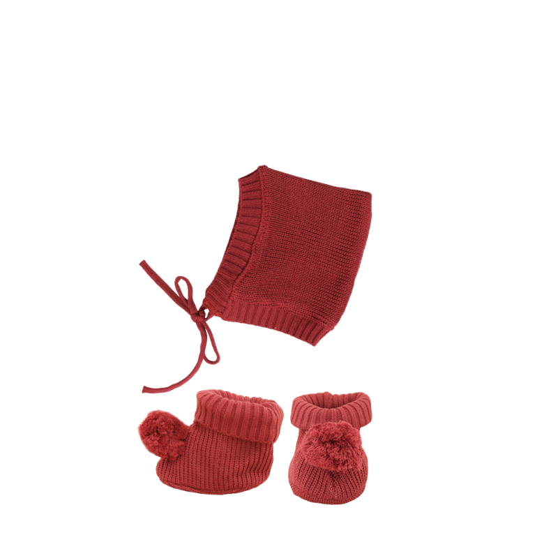 Dinkum Doll Bonnet and Booties Set - Plum - Little Reef and Friends