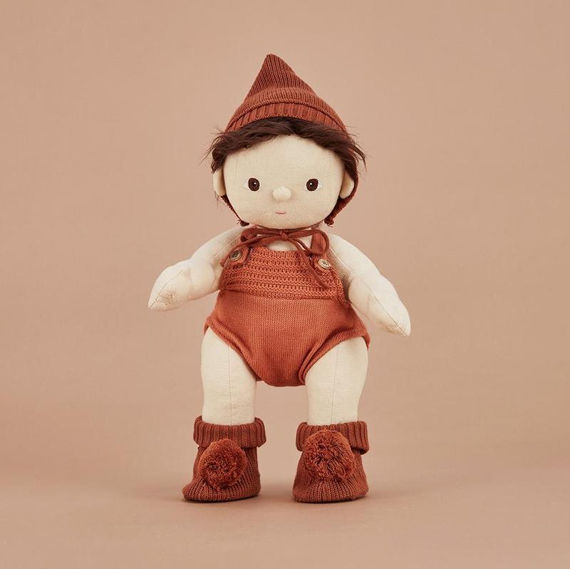 Dinkum Doll Bonnet and Booties Set - Umber - Little Reef and Friends