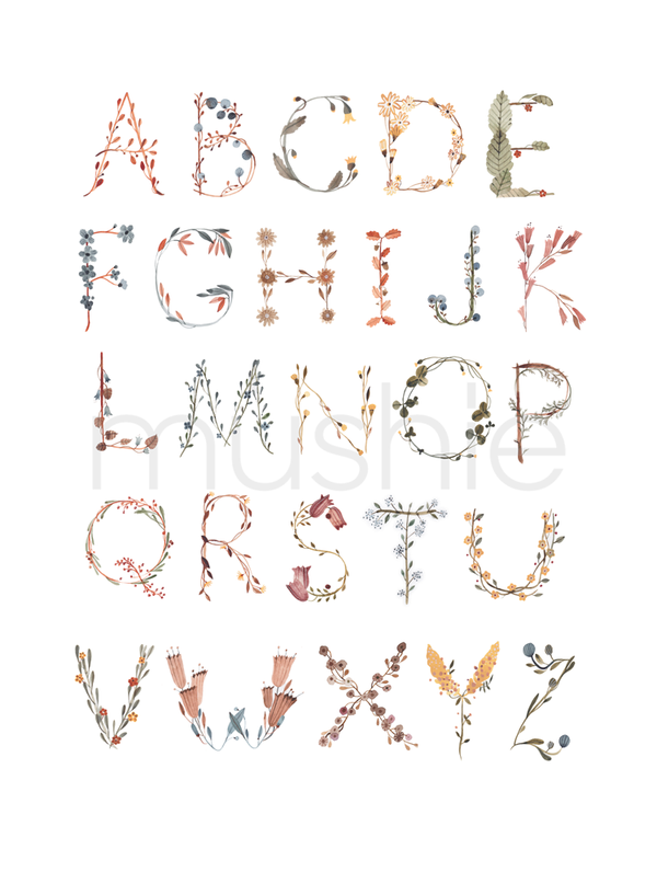 Poster - Floral Alphabet - Little Reef and Friends