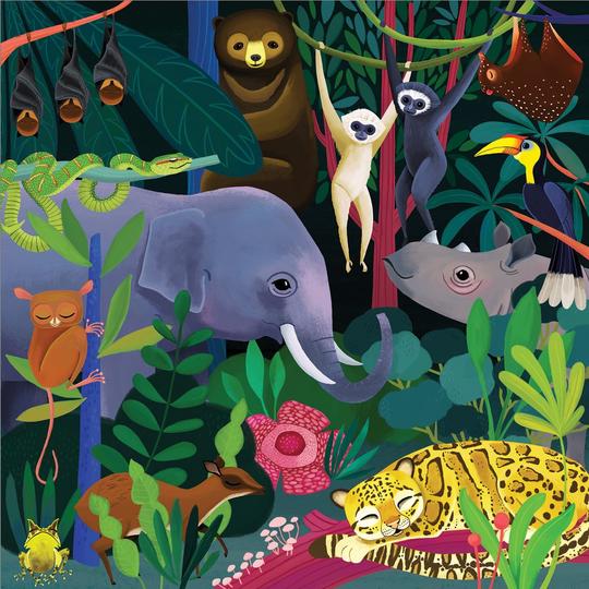Jungle Illuminated Glow in the Dark Puzzle 500pc - Little Reef and Friends