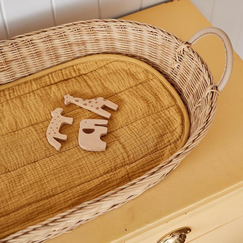 Changing Basket Luxe Cotton Liner - Mustard - Little Reef and Friends